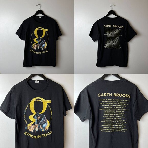 Garth Brooks Stadium Tour T Shirt Large L Adult Black Country Music Artist Solid - Picture 9 of 14